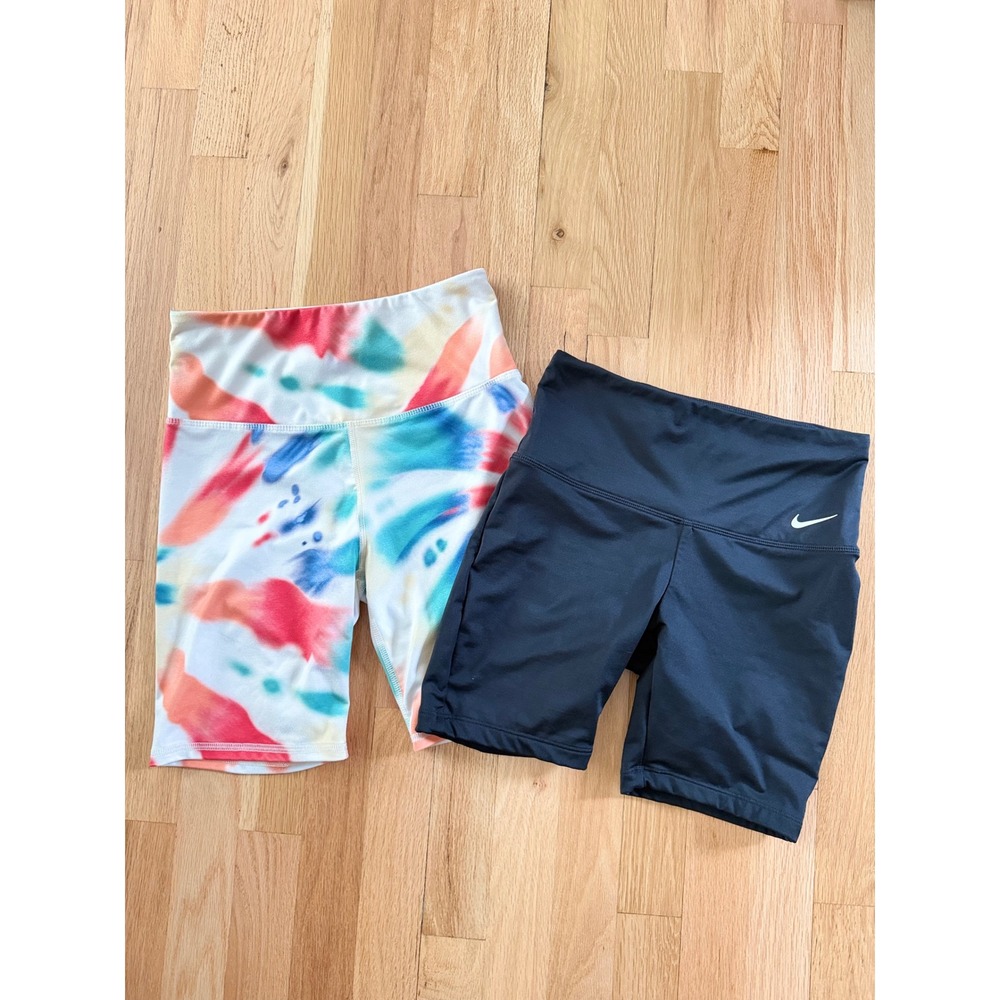 Nike Black (XS) & SO Tie Dye (S) Bike Shorts 2 Pack Bundle Workout Women Teen